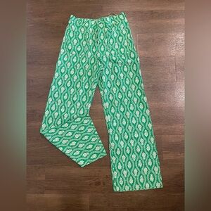 Zara Green and White Botanical Print Pants